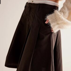 🆕 Free People We The Free Suiting Pleated Skirt Chocolate Combo Size 0, XS